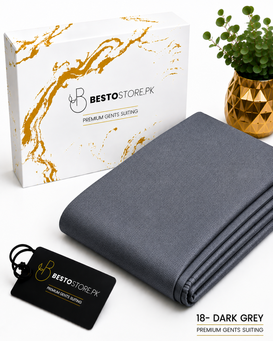 Bestostore Premium Dark Grey 112×84 Wash & Wear Suiting for Men – Soft Feel, Elegant Fall & Lasting Shine