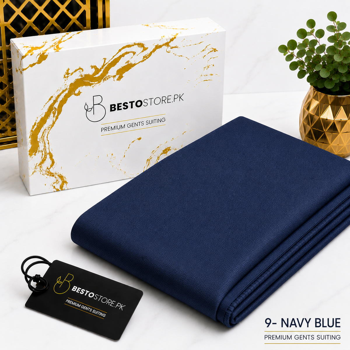 Bestostore Premium Navy Blue 112×84 Wash & Wear Suiting for Men – Soft Feel, Elegant Fall & Lasting Shine