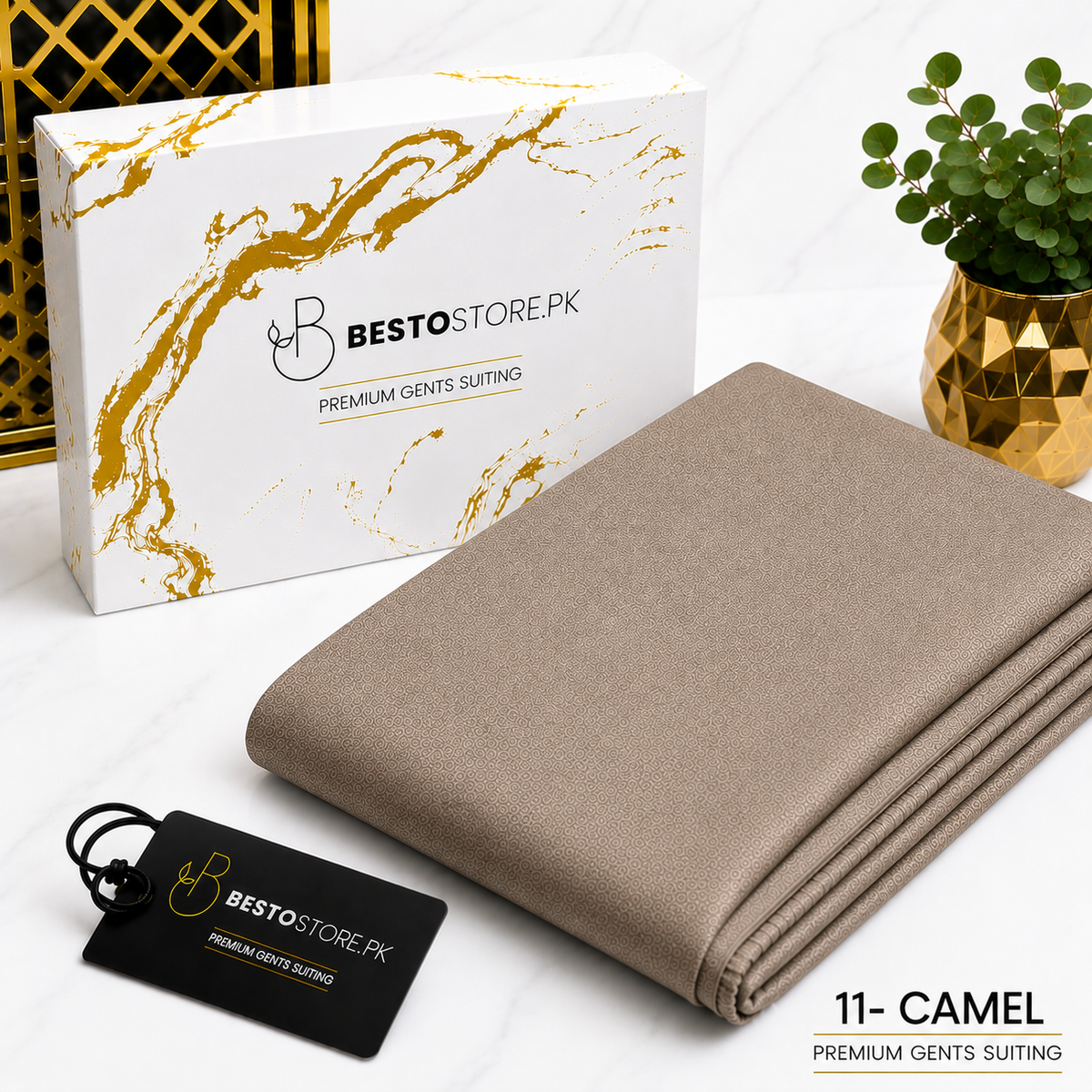 Bestostore Premium Camel 112×84 Wash & Wear Suiting for Men – Soft Feel, Elegant Fall & Lasting Shine