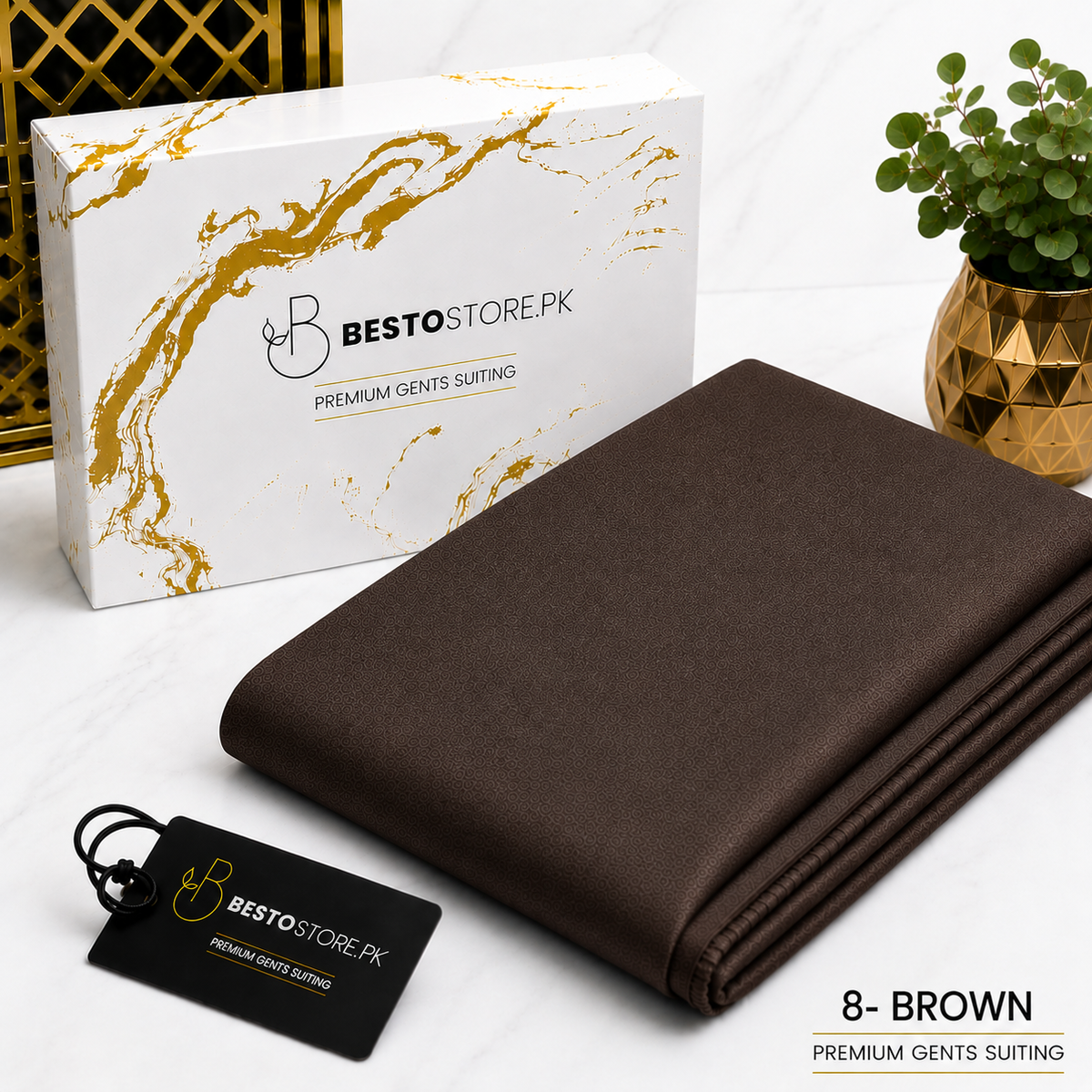 Bestostore Premium Brown 112×84 Wash & Wear Suiting for Men – Soft Feel, Elegant Fall & Lasting Shine