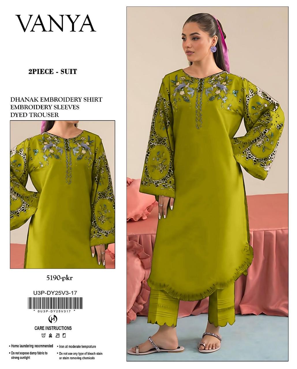Premium Dhanak Embroidered Suit 2PC - 03