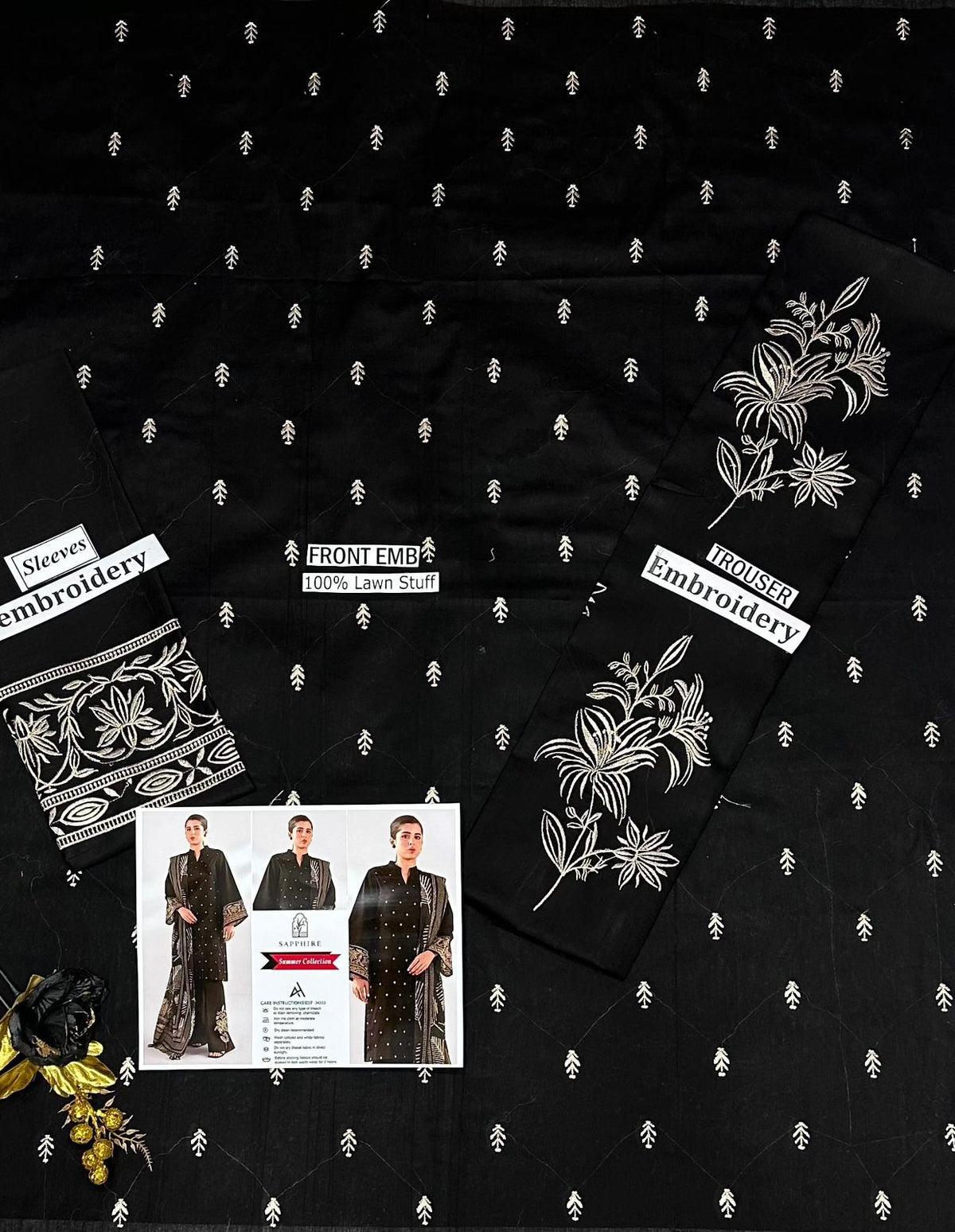 Sapphire Lawn 3PC Embroidered