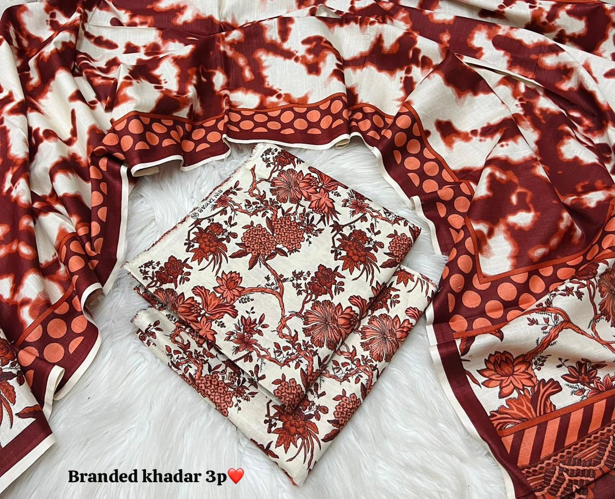 3 Piece khadar Baroque brand  Ladies Suit - vol 12