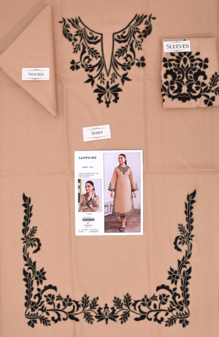 Premium Dhanak Embroidered Suit 2PC - 01