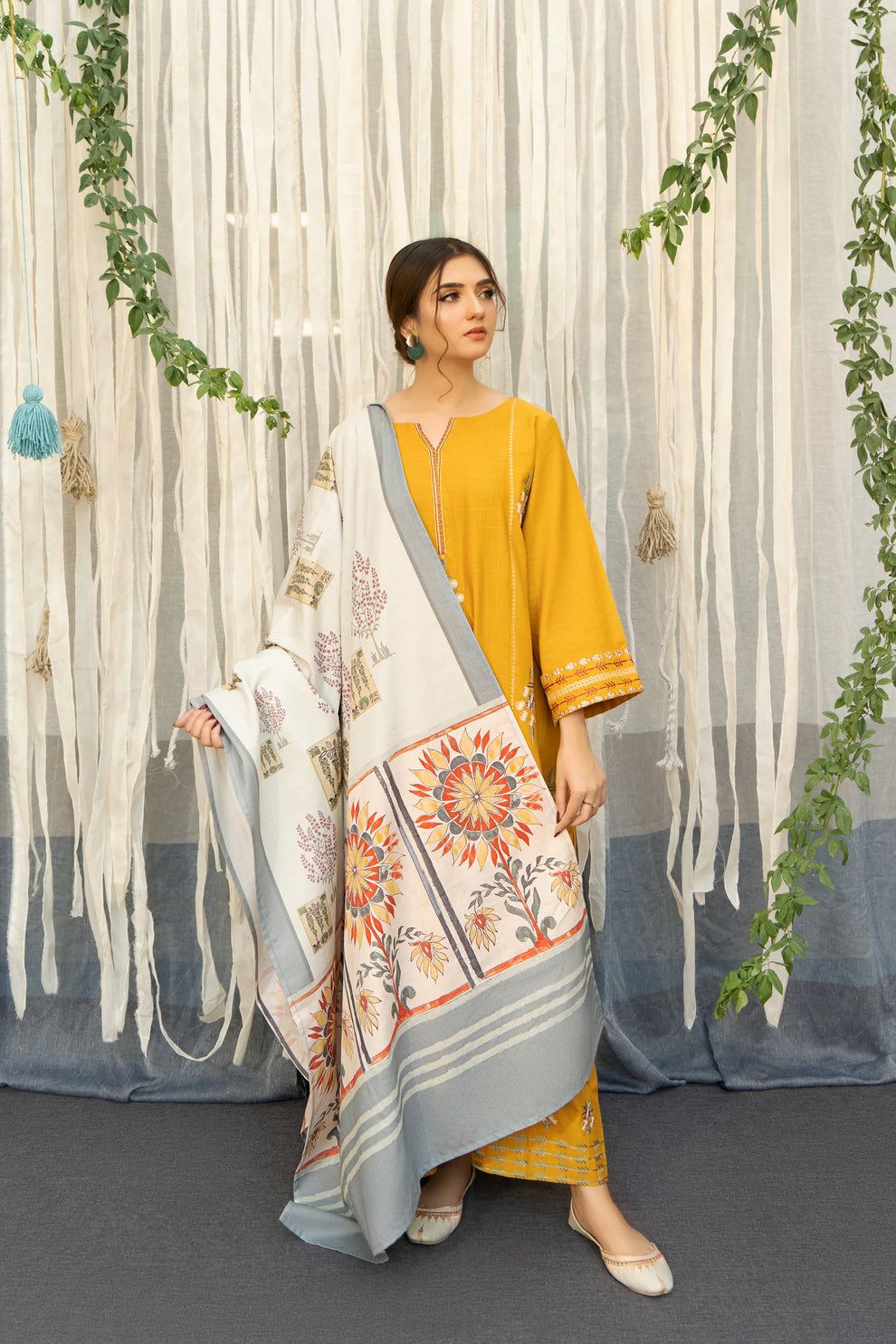 Premium Dhanak Embroidered Suit 3PC - 01